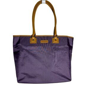Hartmann Purple Nylon tote leather straps travel bag luggage zips closed